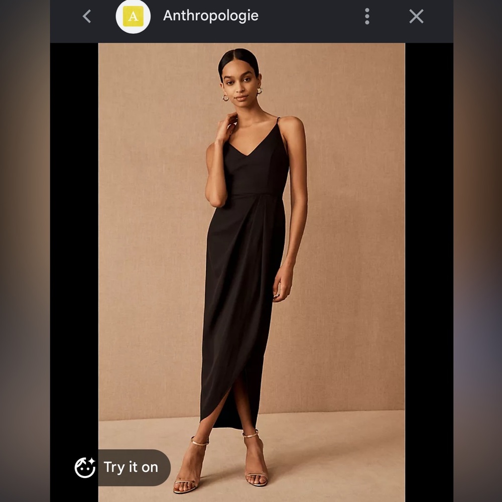 Anthropologie BHLDN Black V-Neck Formal Tulip Dress